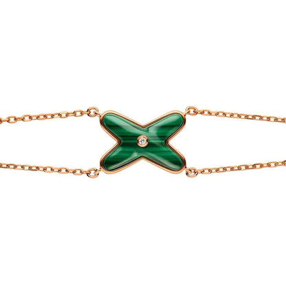 [Rosla]JEUX BRACELET MALACHITE PINK GOLD 1 DIAMOND