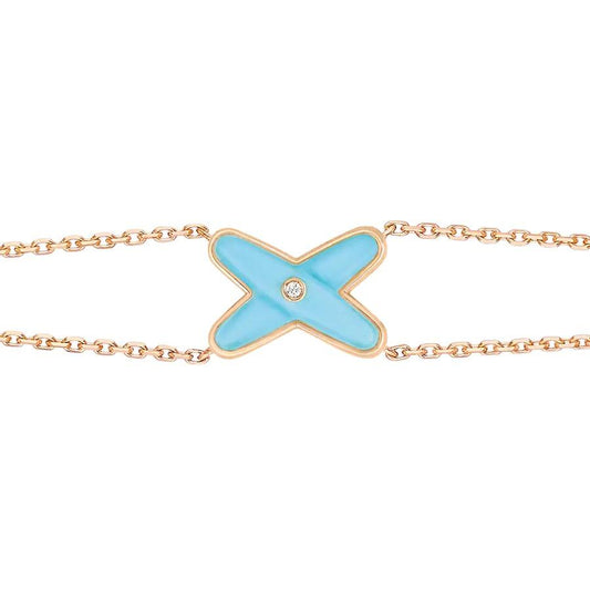 [Rosla]JEUX BRACELET TURQUOISE PINK GOLD 1 DIAMOND
