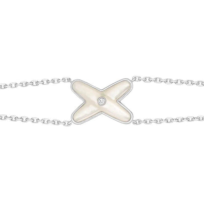 [Rosla]JEUX BRACELET WHITE MOP SILVER 1 DIAMOND