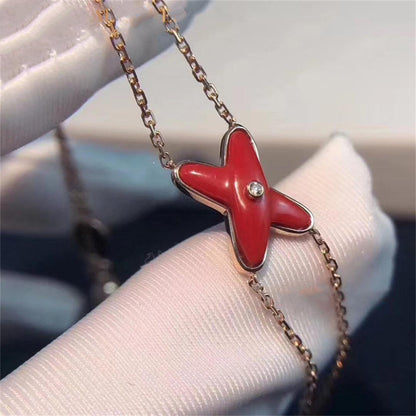 [Rosla]JEUX BRACELET CARNELIAN PINK GOLD 1 DIAMOND