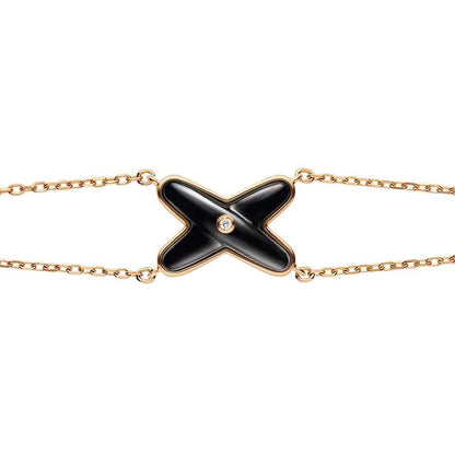 [Rosla]JEUX BRACELET ONYX PINK GOLD 1 DIAMOND
