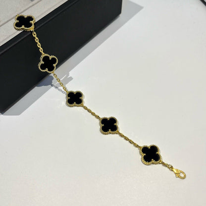 [Rosla]CLOVER  5 MOTIFS BLACK ONYX BRACELET