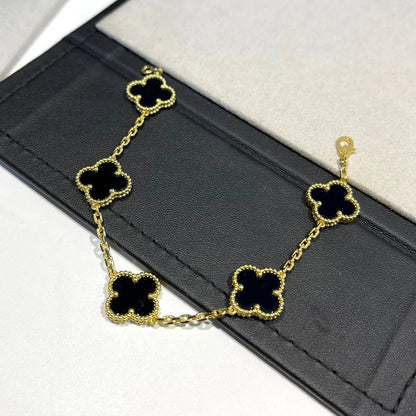 [Rosla]CLOVER  5 MOTIFS BLACK ONYX BRACELET