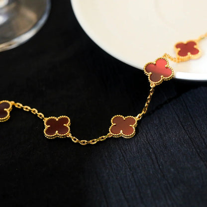 [Rosla]CLOVER 5 MOTIFS RED AGATE  BRACELET