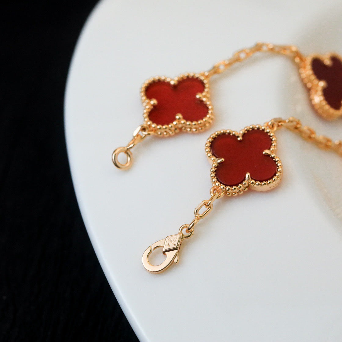 [Rosla]CLOVER 5 MOTIFS RED AGATE  BRACELET