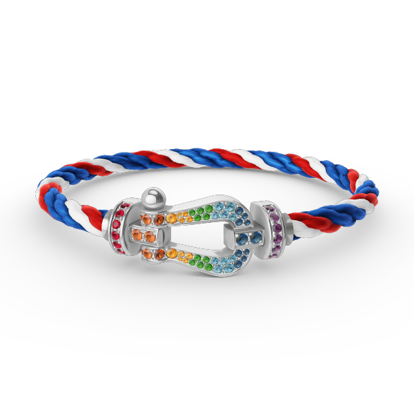 [Rosla]FORC LARGE HORSESHOE  COLORED DIAMOND BRACELET SILVER