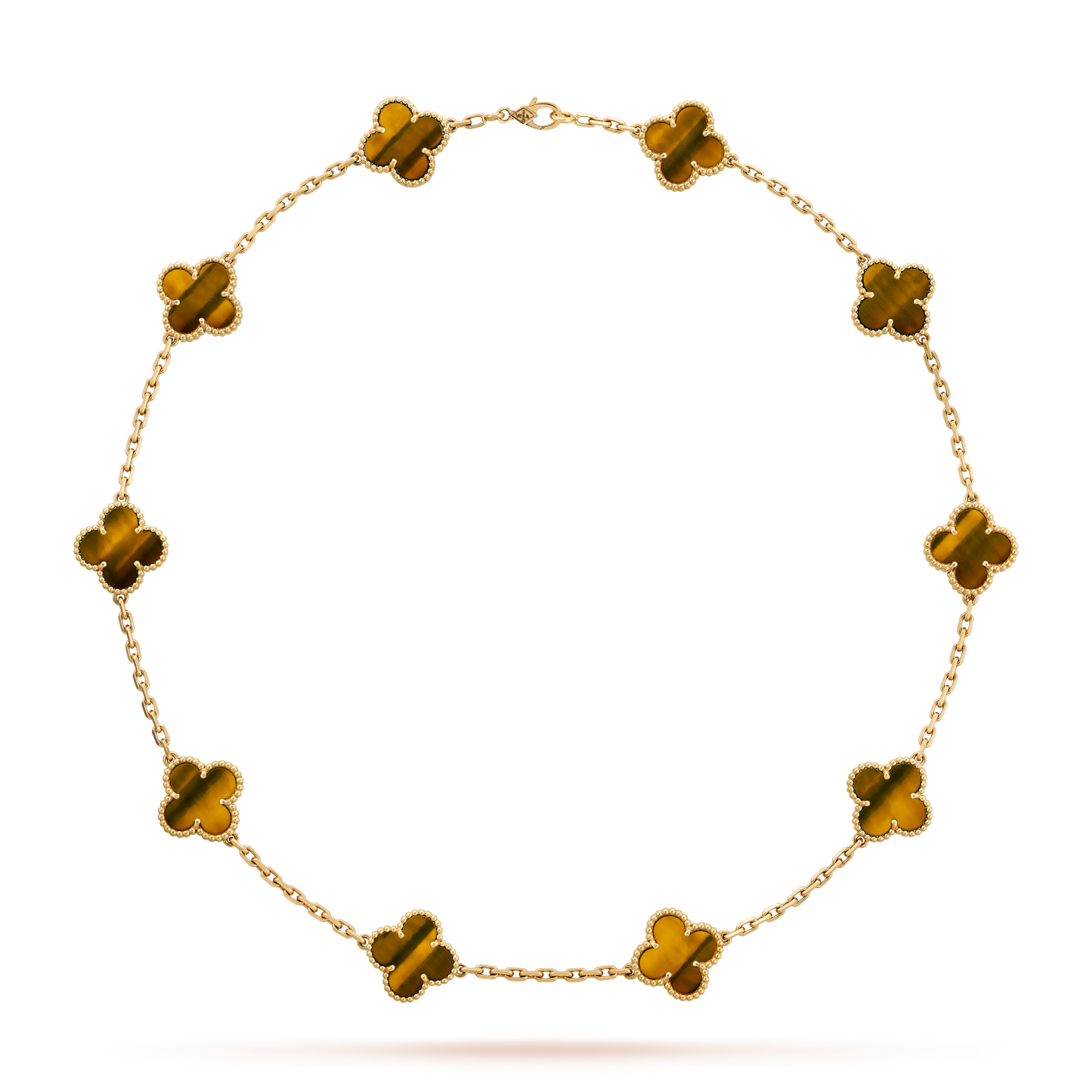 [Rosla]CLOVER 10 MOTIFS TIGER EYE NECKLACE