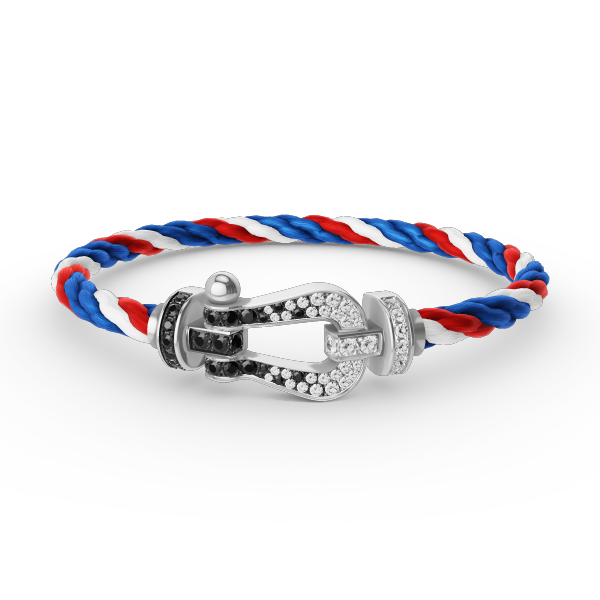 [Rosla]FORCE LARGE HORSESHOE BLACK WHITE DIAMOND BRACELET SILVER