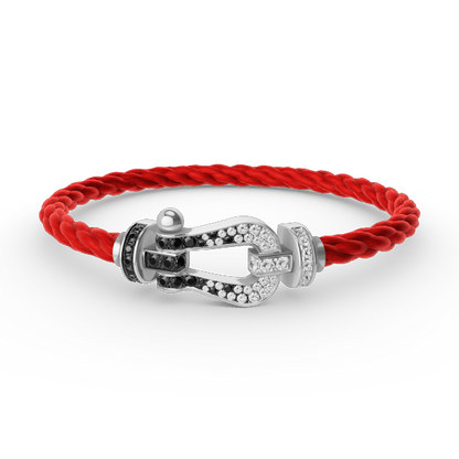 [Rosla]FORCE LARGE HORSESHOE BLACK WHITE DIAMOND BRACELET SILVER