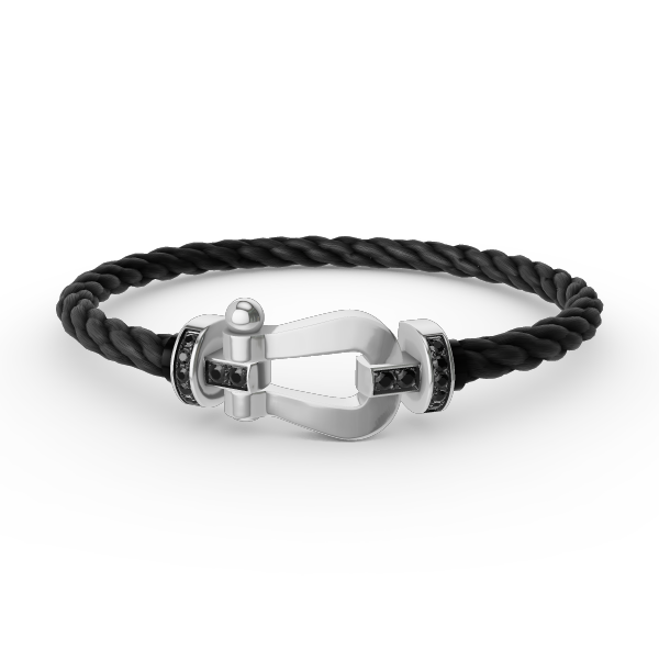 [Rosla]FORCE LARGE HORSESHOE BLACK DIAMOND BRACELET SILVER