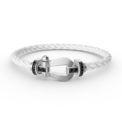 [Rosla]FORCE LARGE HORSESHOE BLACK DIAMOND BRACELET SILVER