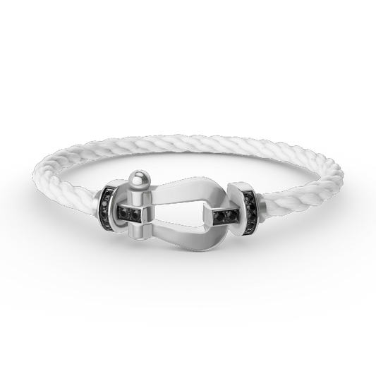 [Rosla]FORCE LARGE HORSESHOE BLACK DIAMOND BRACELET SILVER