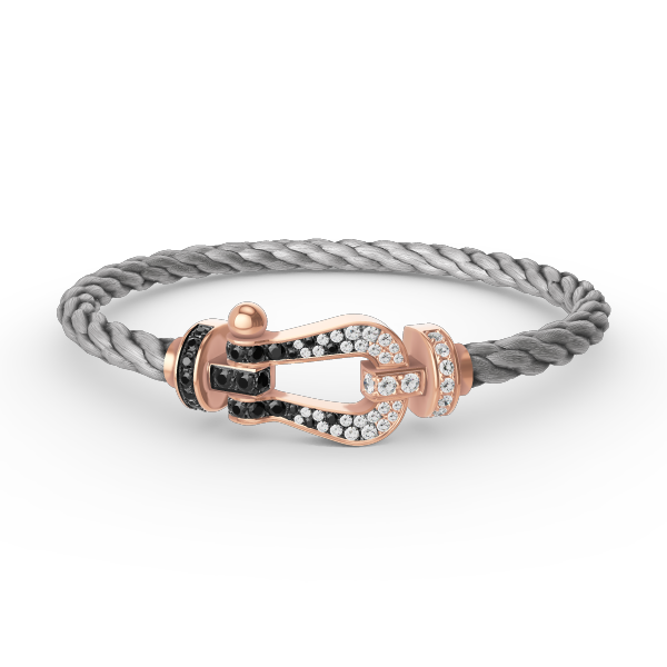[Rosla]FORCE LARGE HORSESHOE BLACK WHITE DIAMOND BRACELET ROSE GOLD