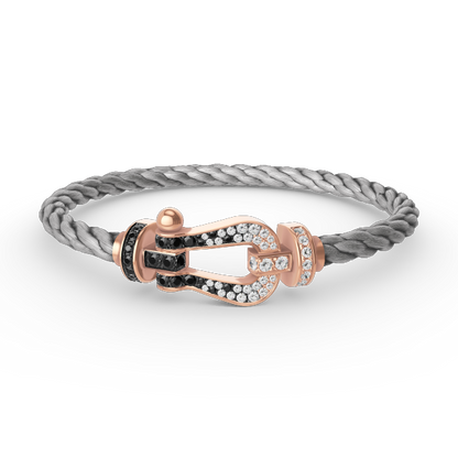 [Rosla]FORCE LARGE HORSESHOE BLACK WHITE DIAMOND BRACELET ROSE GOLD