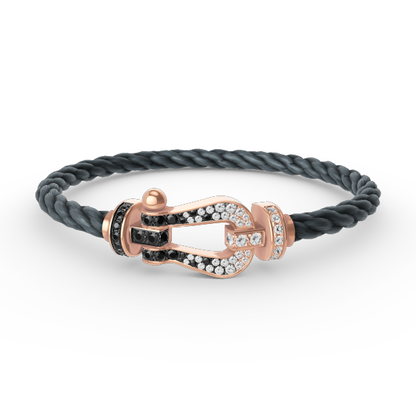 [Rosla]FORCE LARGE HORSESHOE BLACK WHITE DIAMOND BRACELET ROSE GOLD