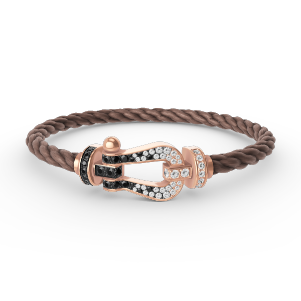 [Rosla]FORCE LARGE HORSESHOE BLACK WHITE DIAMOND BRACELET ROSE GOLD