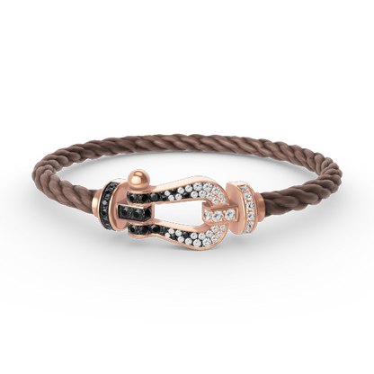 [Rosla]FORCE LARGE HORSESHOE BLACK WHITE DIAMOND BRACELET ROSE GOLD
