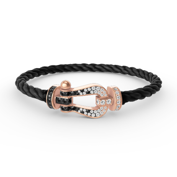 [Rosla]FORCE LARGE HORSESHOE BLACK WHITE DIAMOND BRACELET ROSE GOLD