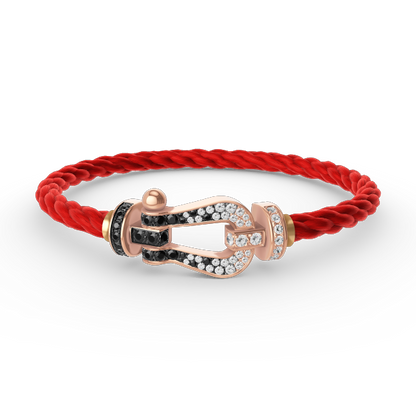 [Rosla]FORCE LARGE HORSESHOE BLACK WHITE DIAMOND BRACELET ROSE GOLD