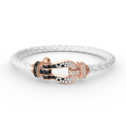 [Rosla]FORCE LARGE HORSESHOE BLACK WHITE DIAMOND BRACELET ROSE GOLD