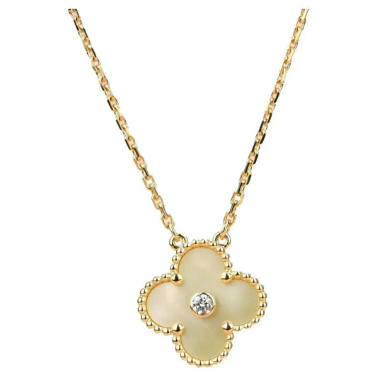 [Rosla]CLOVER 15MM DIAMOND GOLD MOTHER OF PEARL NECKLACE