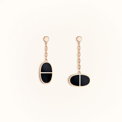 [Rosla]CHAINE VERSO BLACK CERAMIC EARRINGS