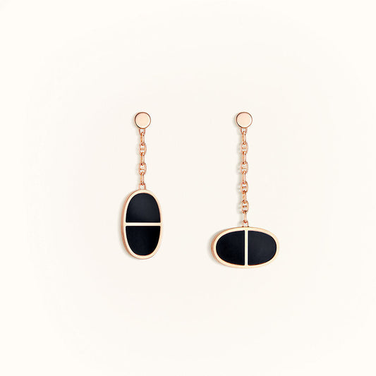 [Rosla]CHAINE VERSO BLACK CERAMIC EARRINGS