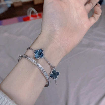 [Rosla]CLOVER 5 MOTIF PIETERSITE SILVER BRACELET