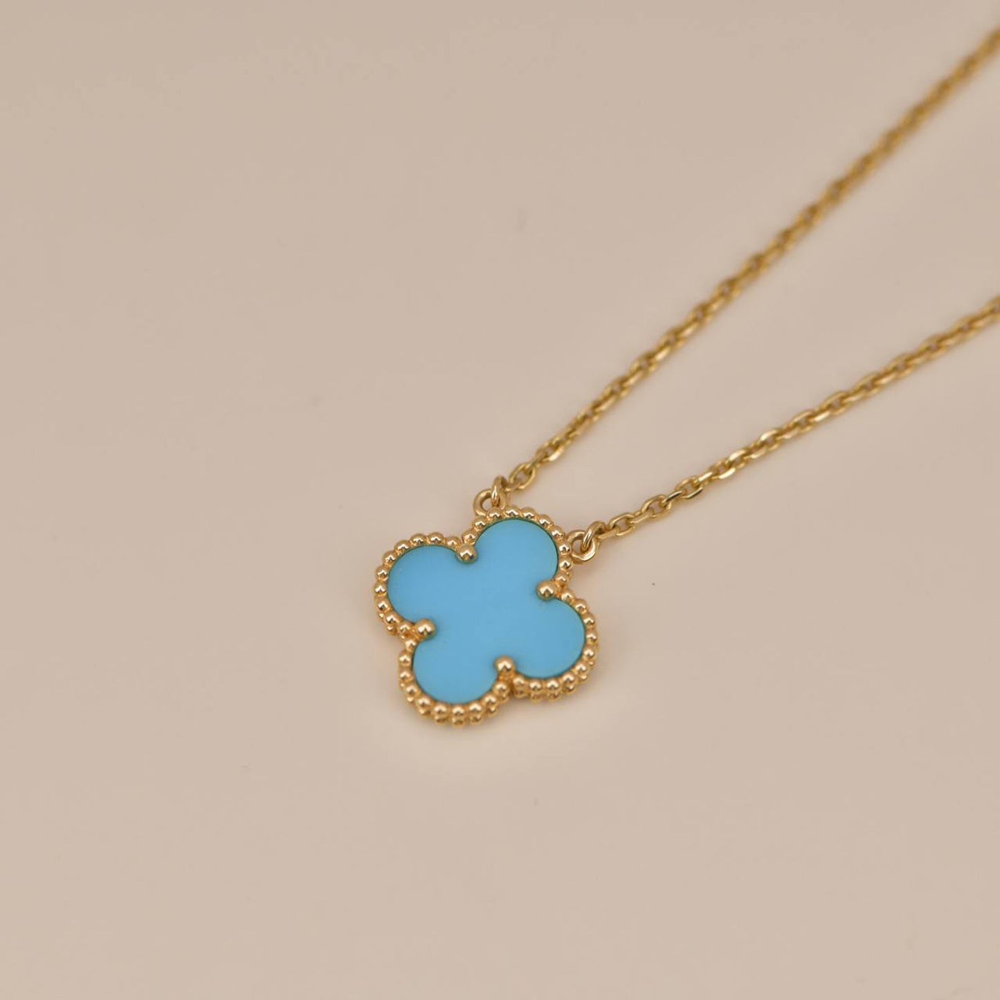 [Rosla]CLOVER 15MM VINTAGE TURQUOISE NECKLACE