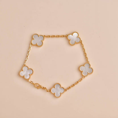 [Rosla]CLOVER  5 MOTIF WHITE MOP BRACELET