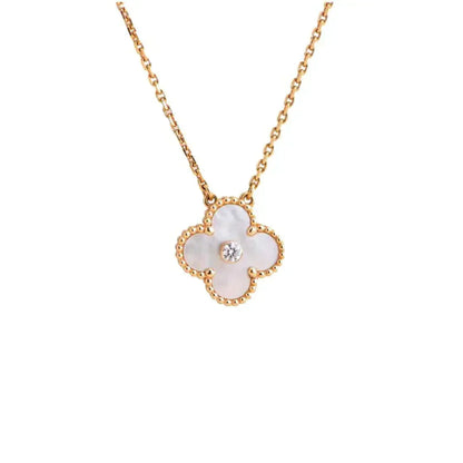 [Rosla]CLOVER 15MM DIAMOND WHITE FRITILLARIA NECKLACE