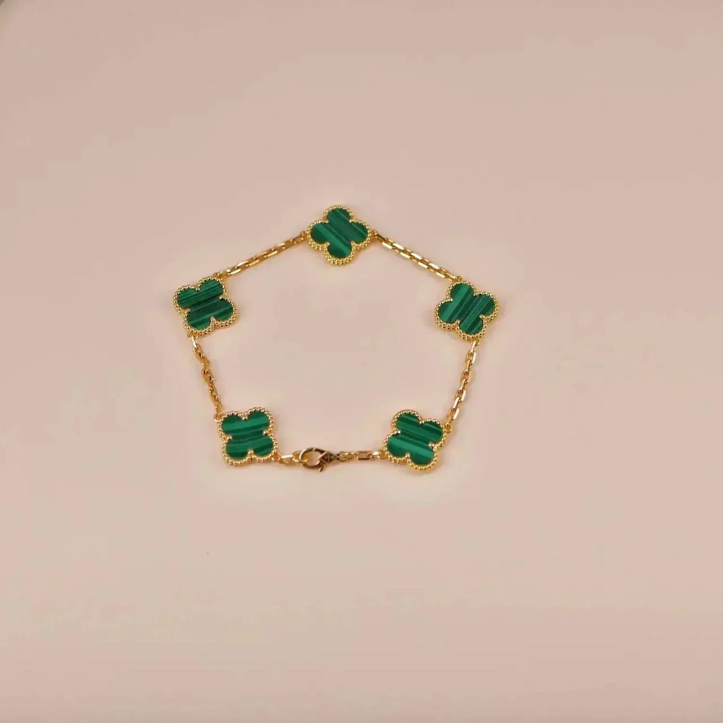 [Rosla]CLOVER 5 MOTIFS MALACHITE BRACELET