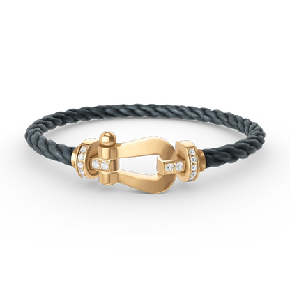 [Rosla]FORCE LARGE HORSESHOE HALF DIAMOND BRACELET GOLD