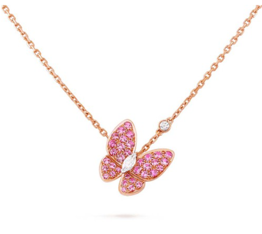 [Rosla]BUTTERFLY RED DIAMOND ROSE GOLD NECKLACE