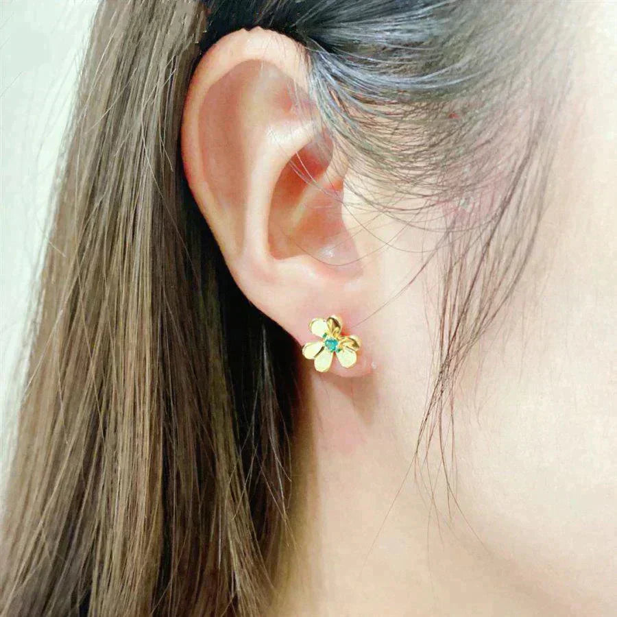 [Rosla]FRIVOLE  FLOWER MALACHITE EARRINGS