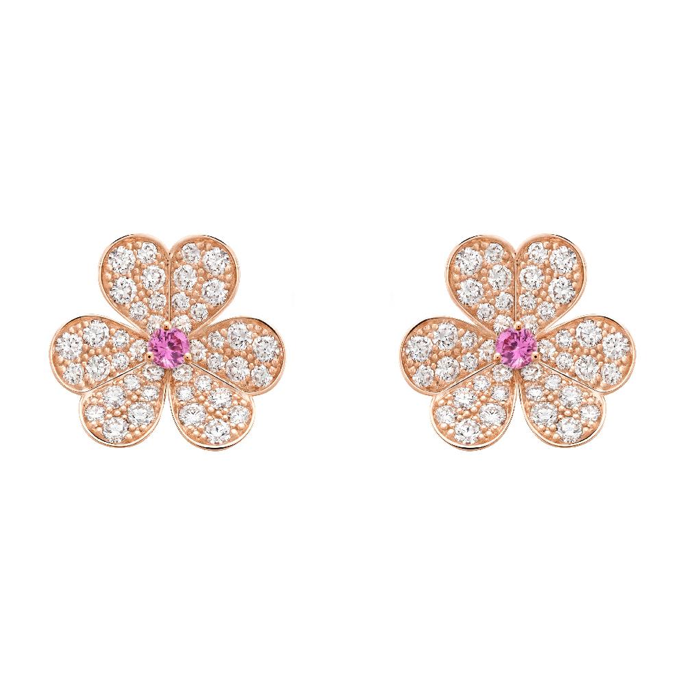 [Rosla]FRIVOLE PINK GOLD FLOWER DIAMOND EARRINGS
