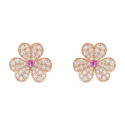 [Rosla]FRIVOLE PINK GOLD FLOWER DIAMOND EARRINGS
