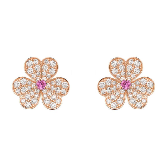 [Rosla]FRIVOLE PINK GOLD FLOWER DIAMOND EARRINGS
