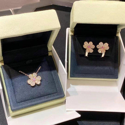 [Rosla]FRIVOLE PINK GOLD FLOWER DIAMOND EARRINGS
