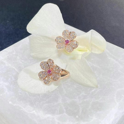 [Rosla]FRIVOLE PINK GOLD FLOWER DIAMOND EARRINGS