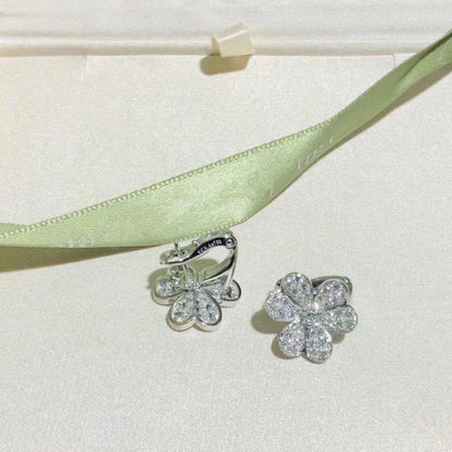 [Rosla]FRIVOLE SILVER FLOWER DIAMOND EARRINGS