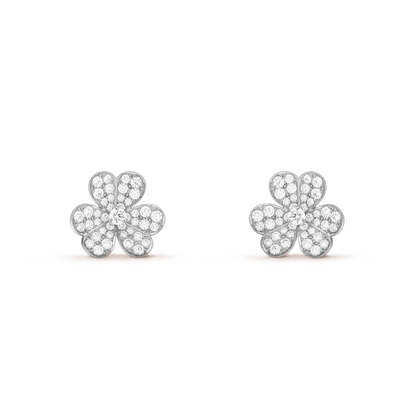 [Rosla]FRIVOLE SILVER FLOWER DIAMOND EARRINGS