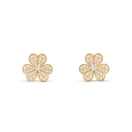 [Rosla]FRIVOLE GOLD FLOWER DIAMOND EARRINGS