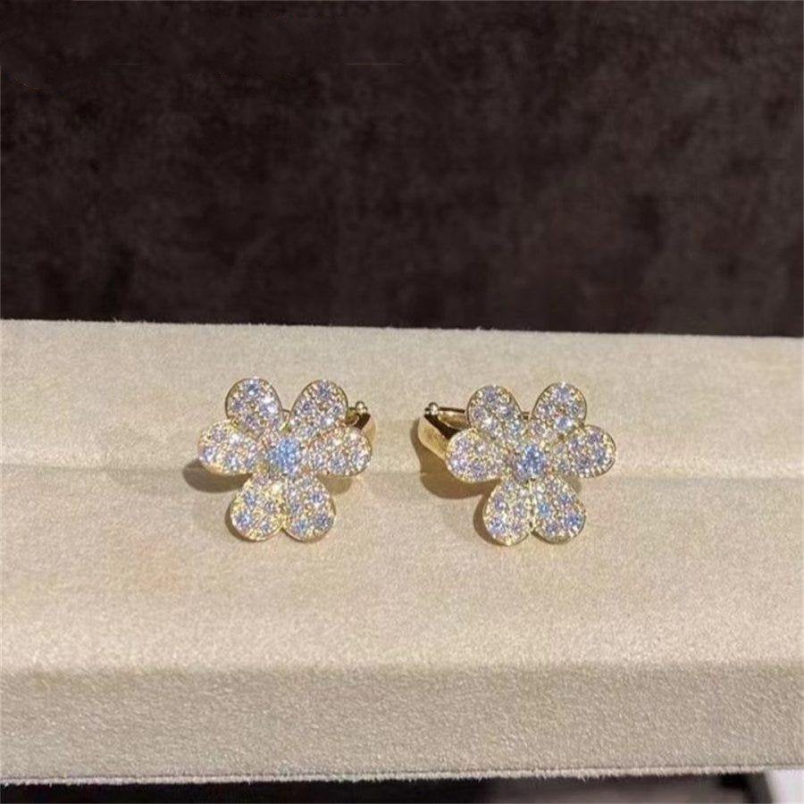 [Rosla]FRIVOLE GOLD FLOWER DIAMOND EARRINGS