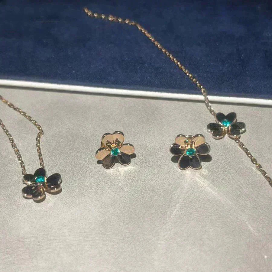 [Rosla]FRIVOLE  FLOWER MALACHITE EARRINGS