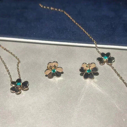 [Rosla]FRIVOLE  FLOWER MALACHITE EARRINGS