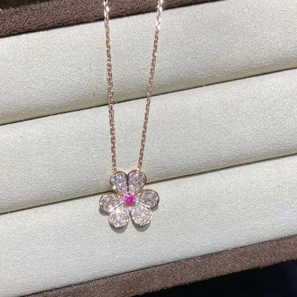 [Rosla]FRIVOLE ROSE GOLD FLOWER DIAMOND NECKLACE