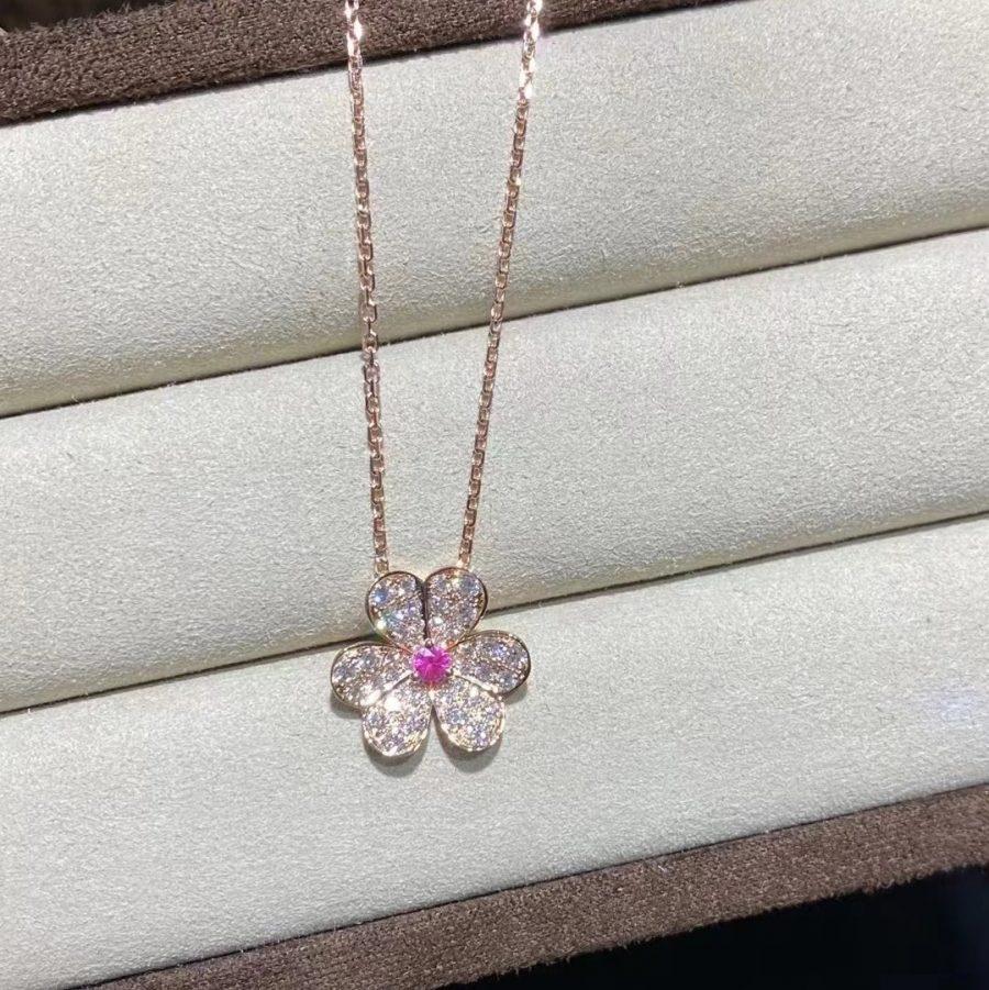 [Rosla]FRIVOLE ROSE GOLD FLOWER DIAMOND NECKLACE