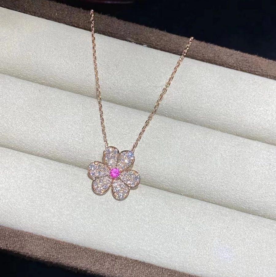 [Rosla]FRIVOLE ROSE GOLD FLOWER DIAMOND NECKLACE