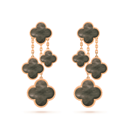 [Rosla]CLOVER EARRINGS DARK MOP 4 MOTIFS ROSE GOLD